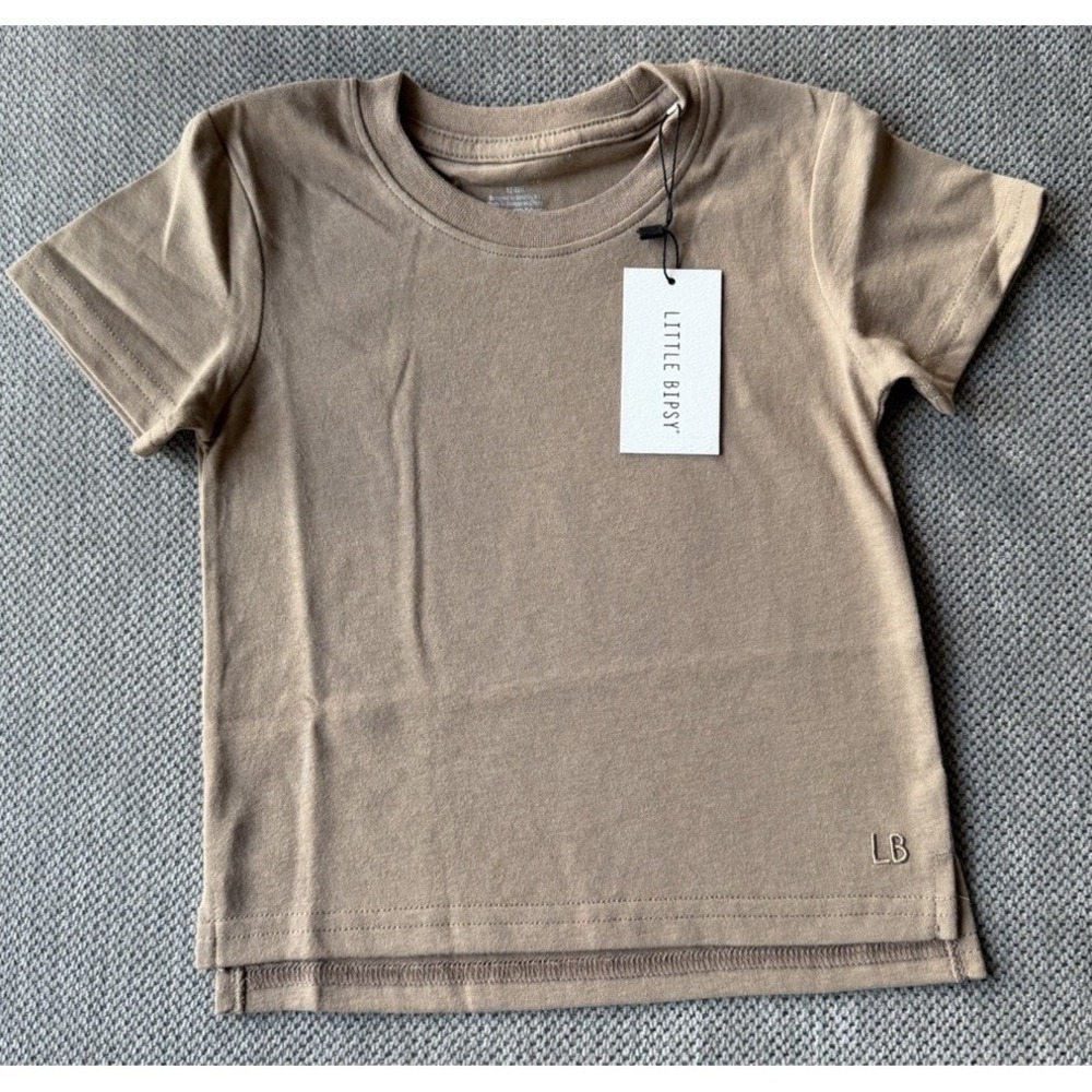 Little Bipsy Elevated Tee Driftwood Tan Short Sleeve Shirt Baby 12-18m NWT